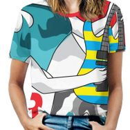 AILLOSA TH-150 Tamamı Baskılı Kısa Kollu Yuvarlak Yaka Kadın T-shirt