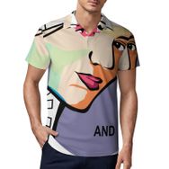 AILLOSA TH-151 3D Baskılı Desen Kısa Kollu Polo Yaka Erkek T-shirt