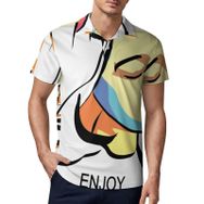 AILLOSA TH-152 3D Baskılı Desen Kısa Kollu Polo Yaka Erkek T-shirt
