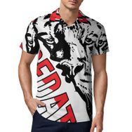 AILLOSA TH-153 3D Baskılı Desen Kısa Kollu Polo Yaka Erkek T-shirt