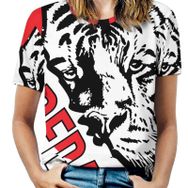 AILLOSA TH-153 Tamamı Baskılı Kısa Kollu Yuvarlak Yaka Kadın T-shirt