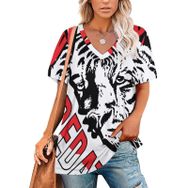 AILLOSA TH-153 Tamamı Baskılı V Yaka Kısa Kollu Kadın T-shirt