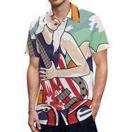 AILLOSA TH-154 Aloha Hawaii 3D Desen Kısa Kollu Erkek Gömlek