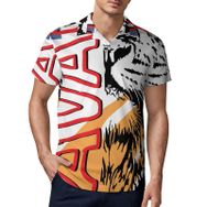 AILLOSA TH-155 3D Baskılı Desen Kısa Kollu Polo Yaka Erkek T-shirt