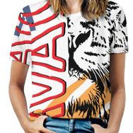 AILLOSA TH-155 Tamamı Baskılı Kısa Kollu Yuvarlak Yaka Kadın T-shirt