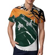 AILLOSA TH-158 3D Baskılı Desen Kısa Kollu Polo Yaka Erkek T-shirt