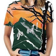 AILLOSA TH-158 Tamamı Baskılı Kısa Kollu Yuvarlak Yaka Kadın T-shirt