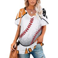 AILLOSA TH-160 Tamamı Baskılı V Yaka Kısa Kollu Kadın T-shirt