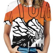 AILLOSA TH-161 Tamamı Baskılı Kısa Kollu Yuvarlak Yaka Kadın T-shirt