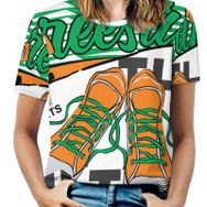 AILLOSA TH-163 Tamamı Baskılı Kısa Kollu Yuvarlak Yaka Kadın T-shirt