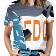 AILLOSA TH-164 Tamamı Baskılı Kısa Kollu Yuvarlak Yaka Kadın T-shirt