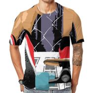 AILLOSA TH-166 3D Baskılı Desenli Kısa Kollu Erkek T-shirt