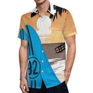 AILLOSA TH-167 Aloha Hawaii 3D Desen Kısa Kollu Erkek Gömlek