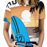AILLOSA TH-167 Tamamı Baskılı Kısa Kollu Yuvarlak Yaka Kadın T-shirt
