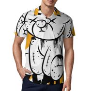 AILLOSA TH-168 3D Baskılı Desen Kısa Kollu Polo Yaka Erkek T-shirt