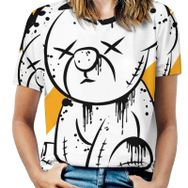 AILLOSA TH-168 Tamamı Baskılı Kısa Kollu Yuvarlak Yaka Kadın T-shirt