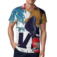 AILLOSA TH-169 3D Baskılı Desen Kısa Kollu Polo Yaka Erkek T-shirt