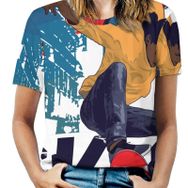 AILLOSA TH-169 Tamamı Baskılı Kısa Kollu Yuvarlak Yaka Kadın T-shirt