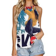 AILLOSA TH-169 Yuvarlak Yaka Kolsuz Kadın T-shirt