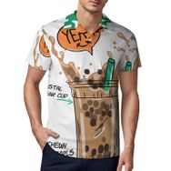AILLOSA TH-171 3D Baskılı Desen Kısa Kollu Polo Yaka Erkek T-shirt