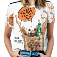 AILLOSA TH-171 Tamamı Baskılı Kısa Kollu Yuvarlak Yaka Kadın T-shirt