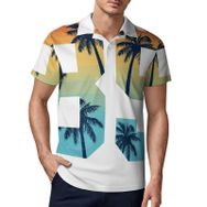 AILLOSA TH-175 3D Baskılı Desen Kısa Kollu Polo Yaka Erkek T-shirt