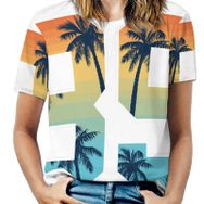 AILLOSA TH-175 Tamamı Baskılı Kısa Kollu Yuvarlak Yaka Kadın T-shirt