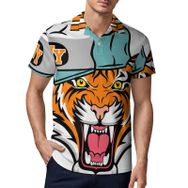AILLOSA TH-176 3D Baskılı Desen Kısa Kollu Polo Yaka Erkek T-shirt
