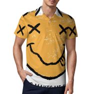 AILLOSA TH-177 3D Baskılı Desen Kısa Kollu Polo Yaka Erkek T-shirt