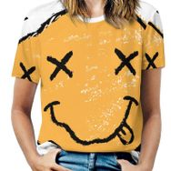 AILLOSA TH-177 Tamamı Baskılı Kısa Kollu Yuvarlak Yaka Kadın T-shirt