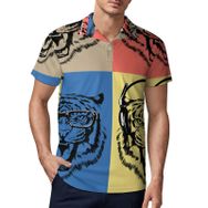 AILLOSA TH-178 3D Baskılı Desen Kısa Kollu Polo Yaka Erkek T-shirt
