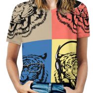 AILLOSA TH-178 Tamamı Baskılı Kısa Kollu Yuvarlak Yaka Kadın T-shirt