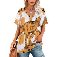 AILLOSA TH-179 Tamamı Baskılı V Yaka Kısa Kollu Kadın T-shirt