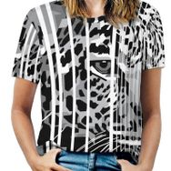 AILLOSA TH-180 Tamamı Baskılı Kısa Kollu Yuvarlak Yaka Kadın T-shirt
