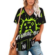 AILLOSA TH-183 Tamamı Baskılı V Yaka Kısa Kollu Kadın T-shirt