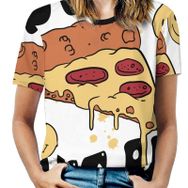 AILLOSA TH-184 Tamamı Baskılı Kısa Kollu Yuvarlak Yaka Kadın T-shirt