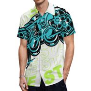 AILLOSA TH-186 Aloha Hawaii 3D Desen Kısa Kollu Erkek Gömlek