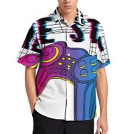 AILLOSA TH-187 Aloha Hawaii 3D Desen Kısa Kollu Erkek Gömlek