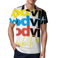 AILLOSA TH-188 3D Baskılı Desen Kısa Kollu Polo Yaka Erkek T-shirt