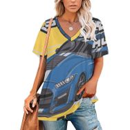 AILLOSA TH-194 Tamamı Baskılı V Yaka Kısa Kollu Kadın T-shirt