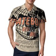 AILLOSA TH-195 3D Baskılı Desen Kısa Kollu Polo Yaka Erkek T-shirt