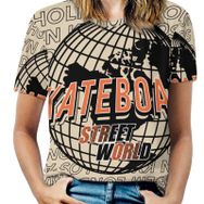 AILLOSA TH-195 Tamamı Baskılı Kısa Kollu Yuvarlak Yaka Kadın T-shirt