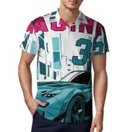 AILLOSA TH-197 3D Baskılı Desen Kısa Kollu Polo Yaka Erkek T-shirt