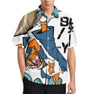 AILLOSA TH-198 Aloha Hawaii 3D Desen Kısa Kollu Erkek Gömlek