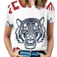 AILLOSA TH-199 Tamamı Baskılı Kısa Kollu Yuvarlak Yaka Kadın T-shirt