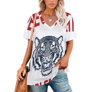 AILLOSA TH-199 Tamamı Baskılı V Yaka Kısa Kollu Kadın T-shirt