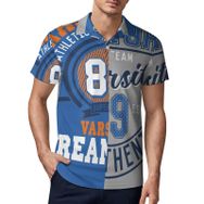AILLOSA TH-201 3D Baskılı Desen Kısa Kollu Polo Yaka Erkek T-shirt