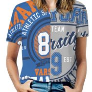 AILLOSA TH-201 Tamamı Baskılı Kısa Kollu Yuvarlak Yaka Kadın T-shirt