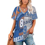 AILLOSA TH-201 Tamamı Baskılı V Yaka Kısa Kollu Kadın T-shirt