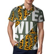 AILLOSA TH-202 3D Baskılı Desen Kısa Kollu Polo Yaka Erkek T-shirt